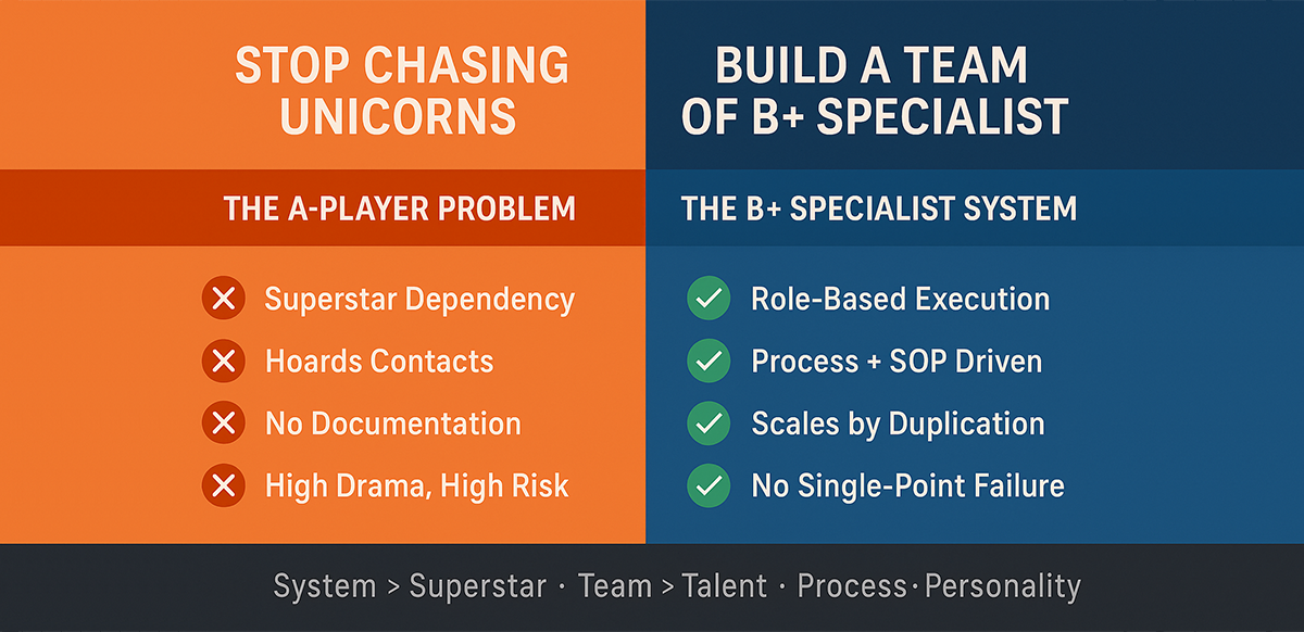 stop chasing unicorns why your property agency needs a team of b plus specialists
