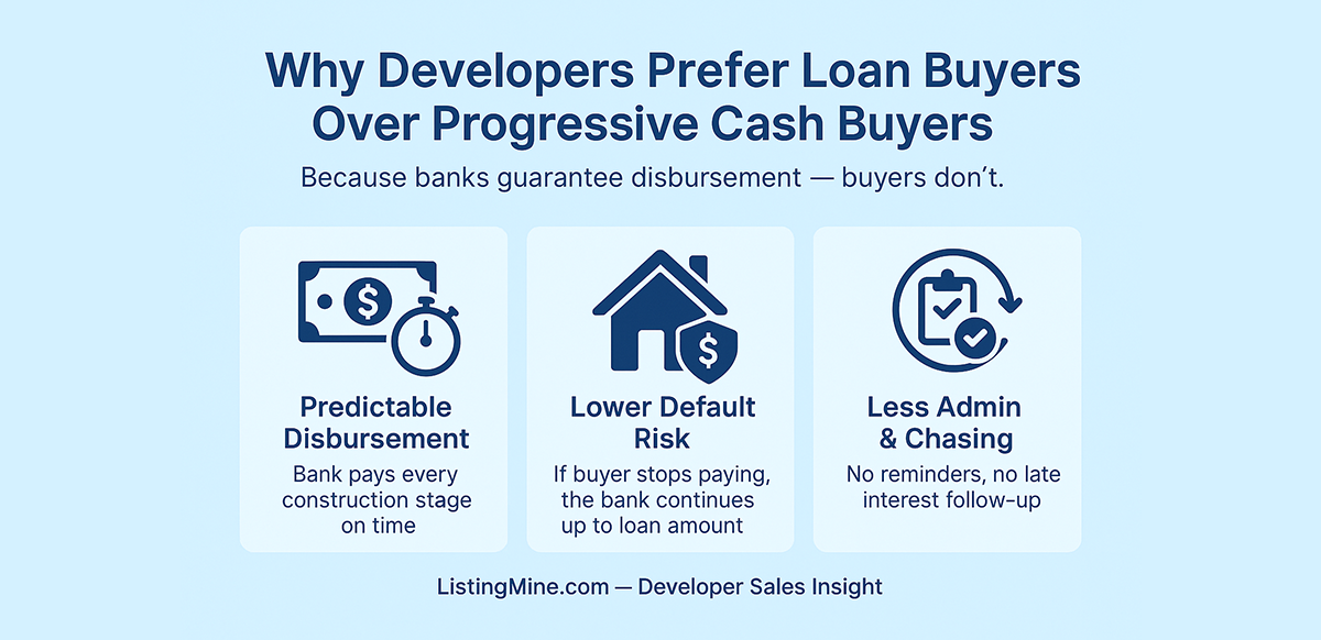why developers prefer buyers who take a bank loan even when cash buyers exist