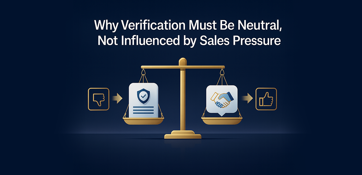 why verification must be neutral not influenced by sales pressure